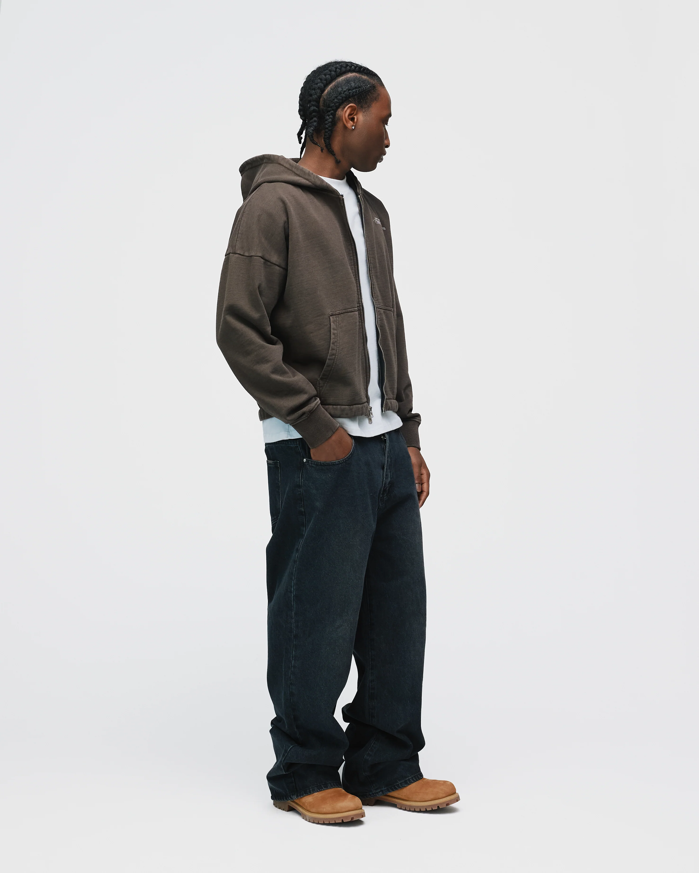 Outlaw Cropped Zip Hoodie - Vintage Espresso - Image 6
