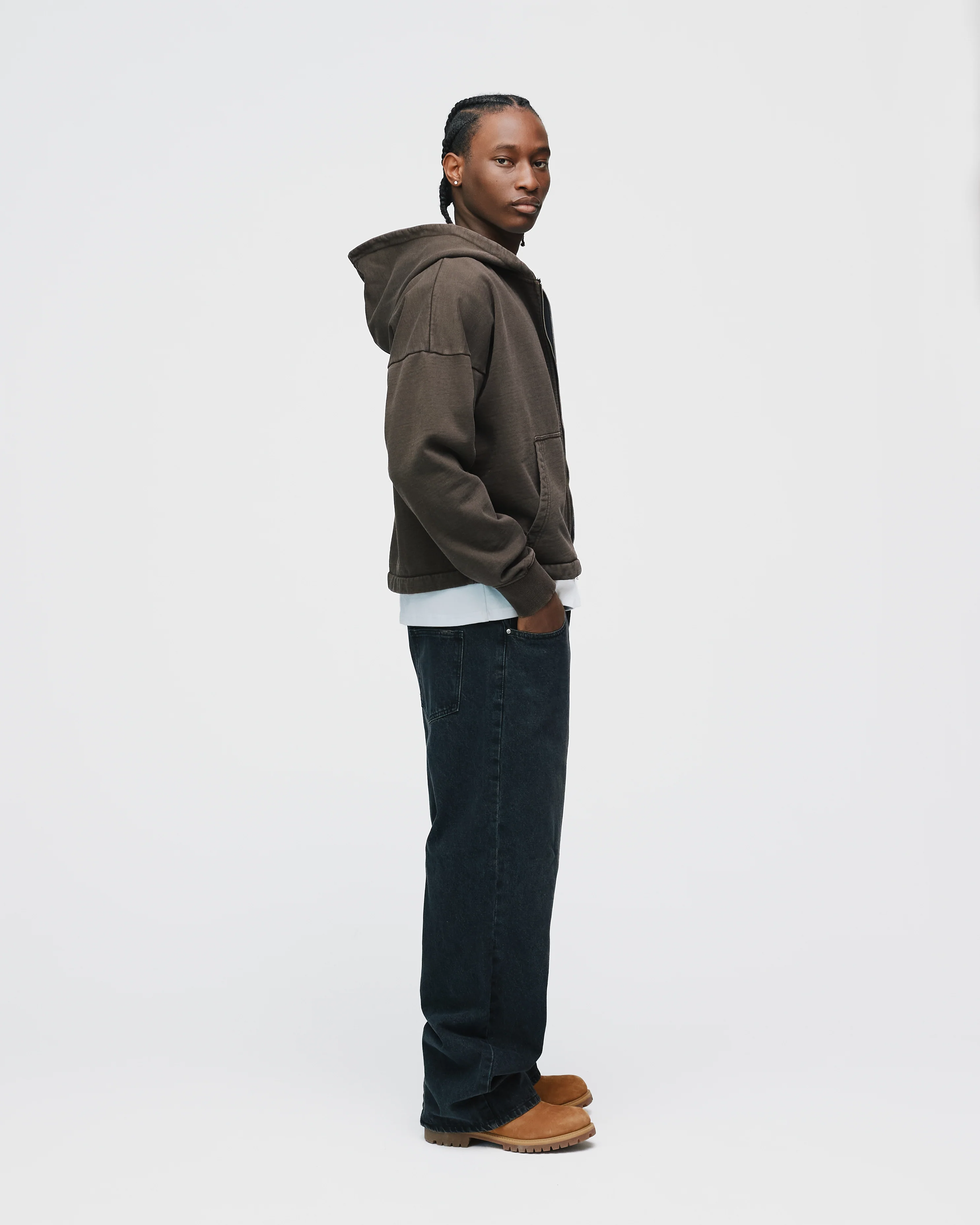 Outlaw Cropped Zip Hoodie - Vintage Espresso - Image 7