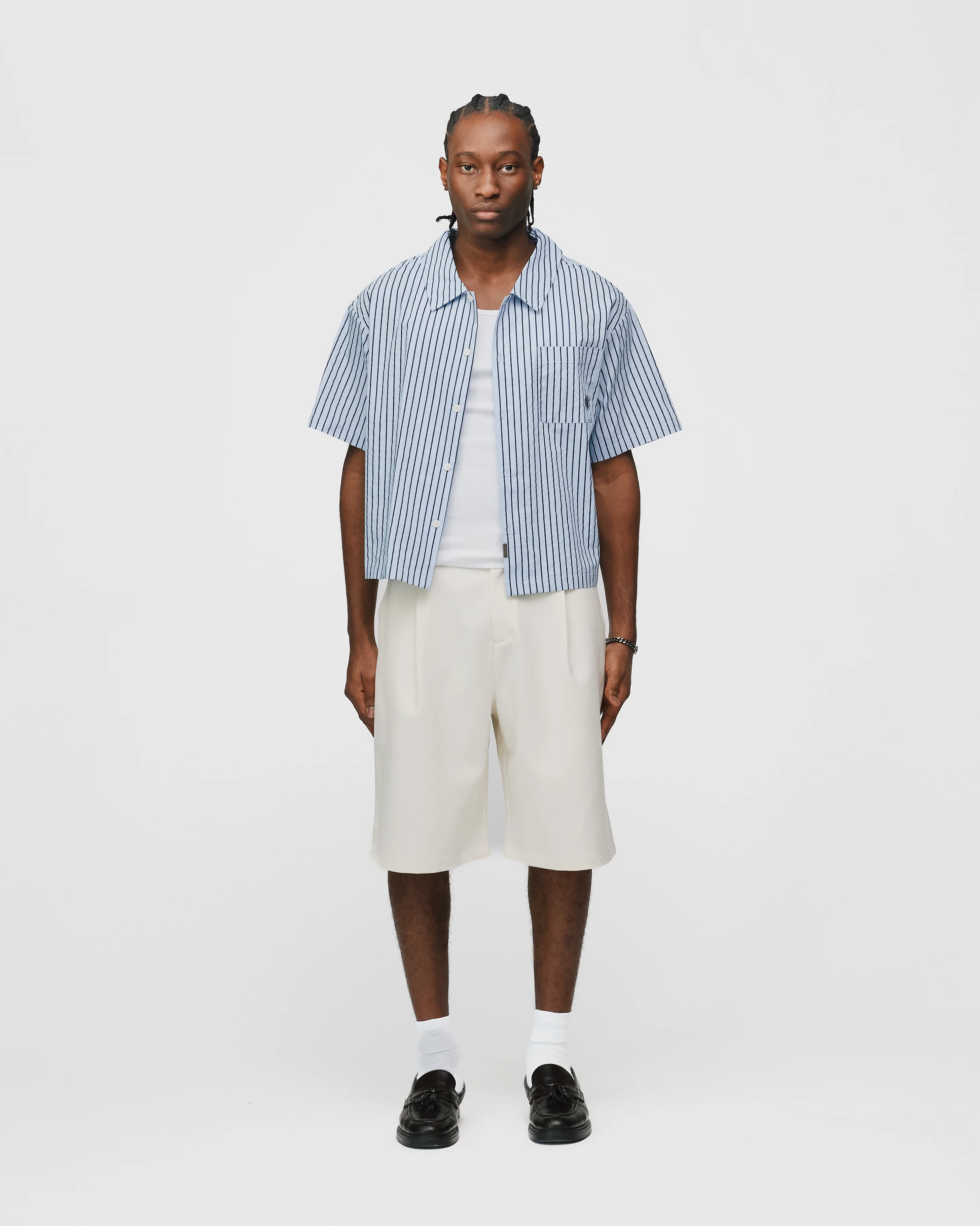 Pleated Shorts - Cream - Image 2