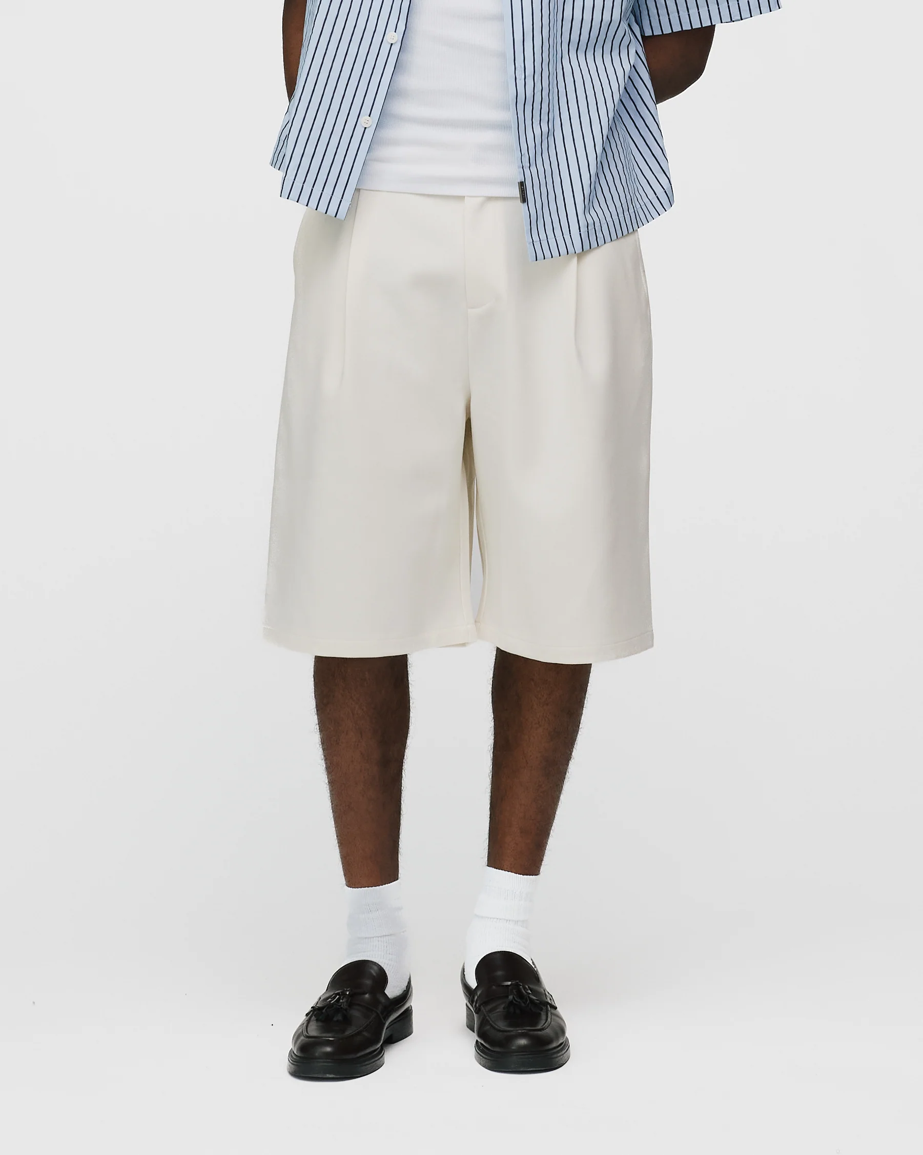 Pleated Shorts - Cream - Image 3