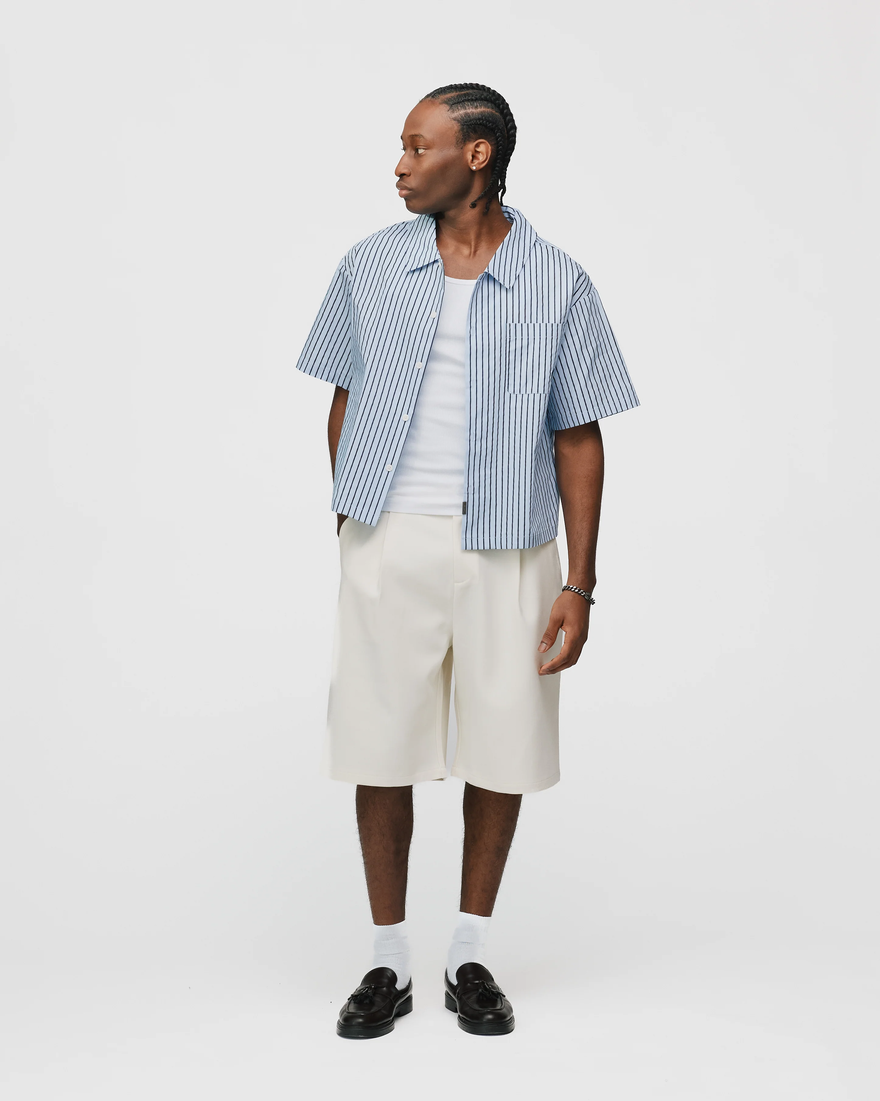 Pleated Shorts - Cream - Image 4