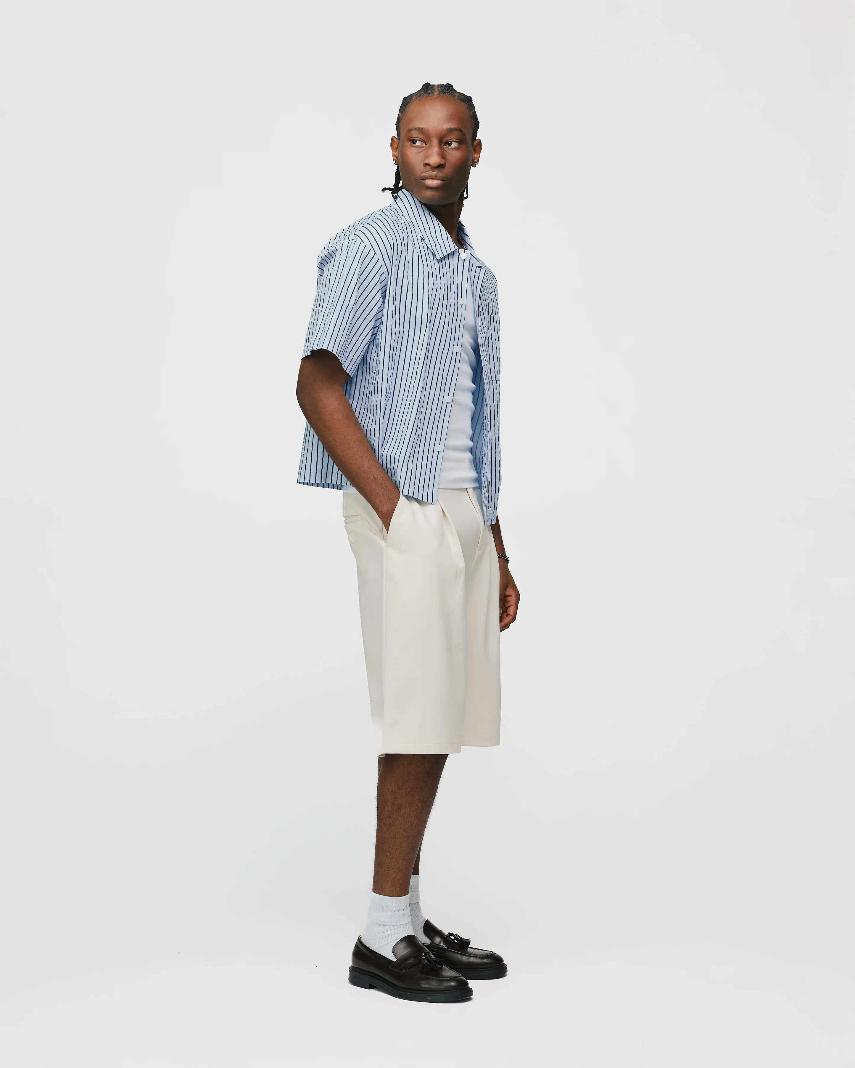 Pleated Shorts - Cream - Image 5