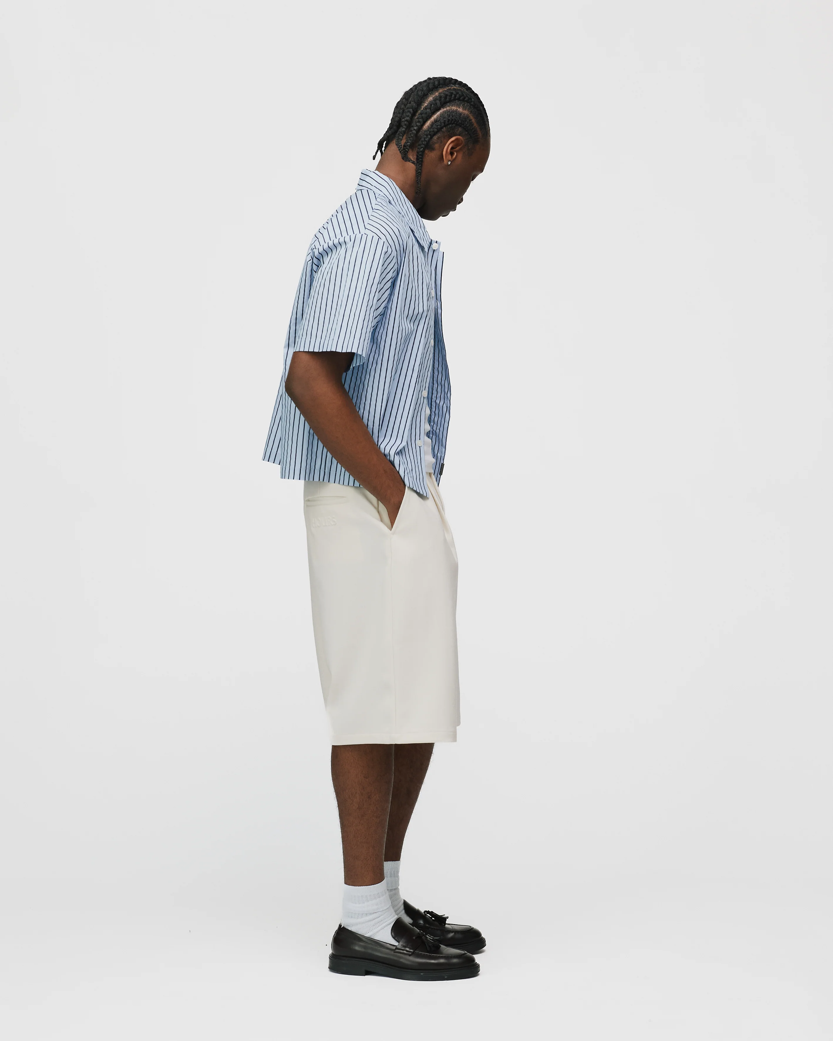 Pleated Shorts - Cream - Image 6