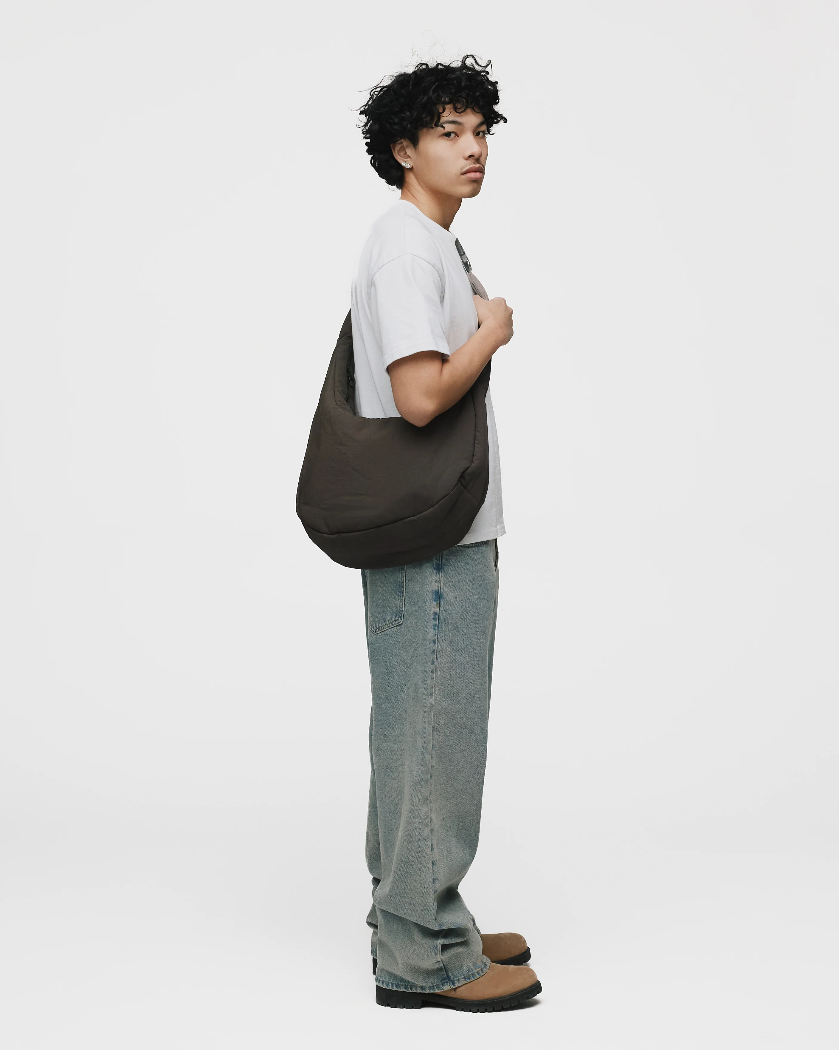 Nylon Messenger Bag - Brown - Image 6