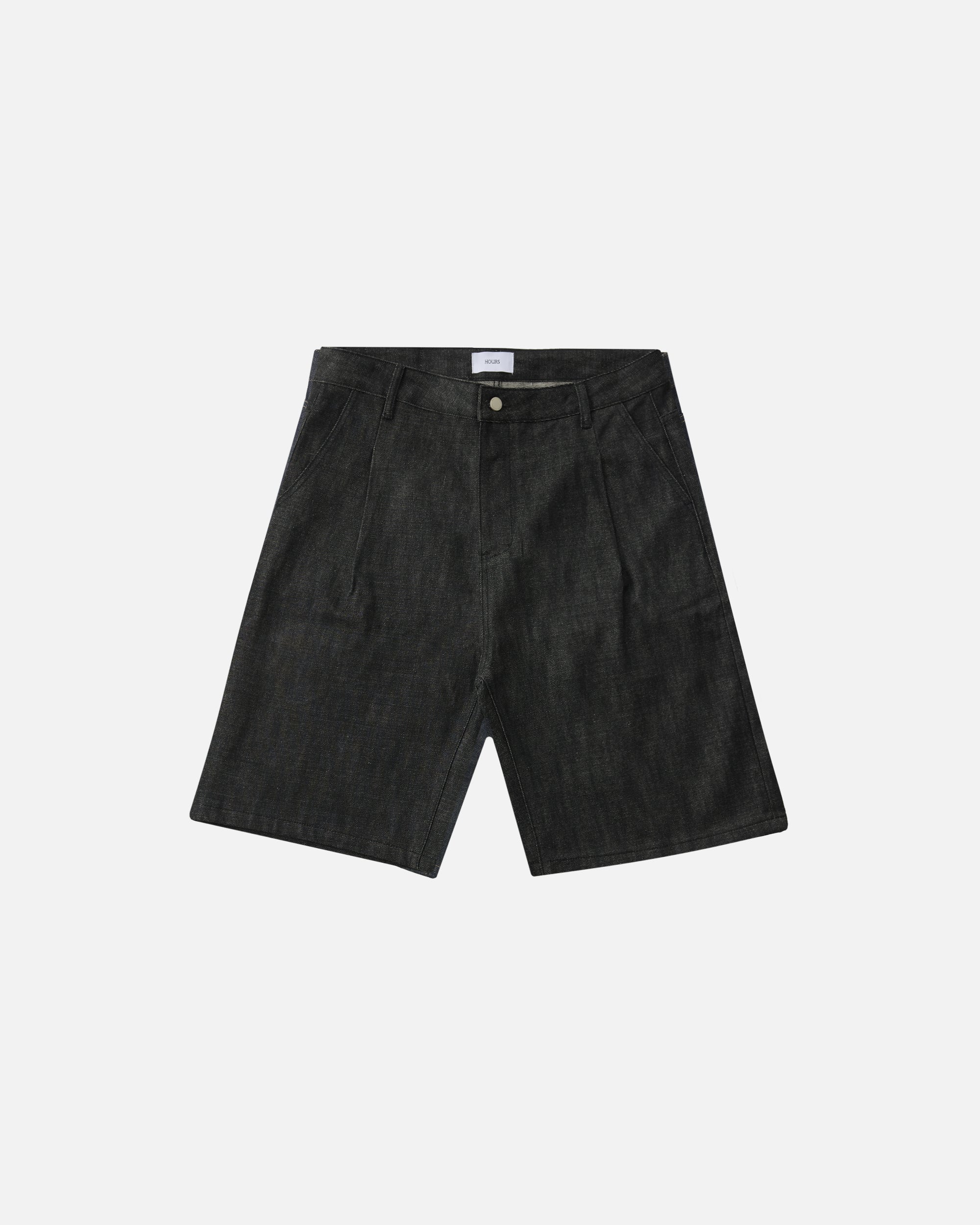 Raw Denim Shorts - Black