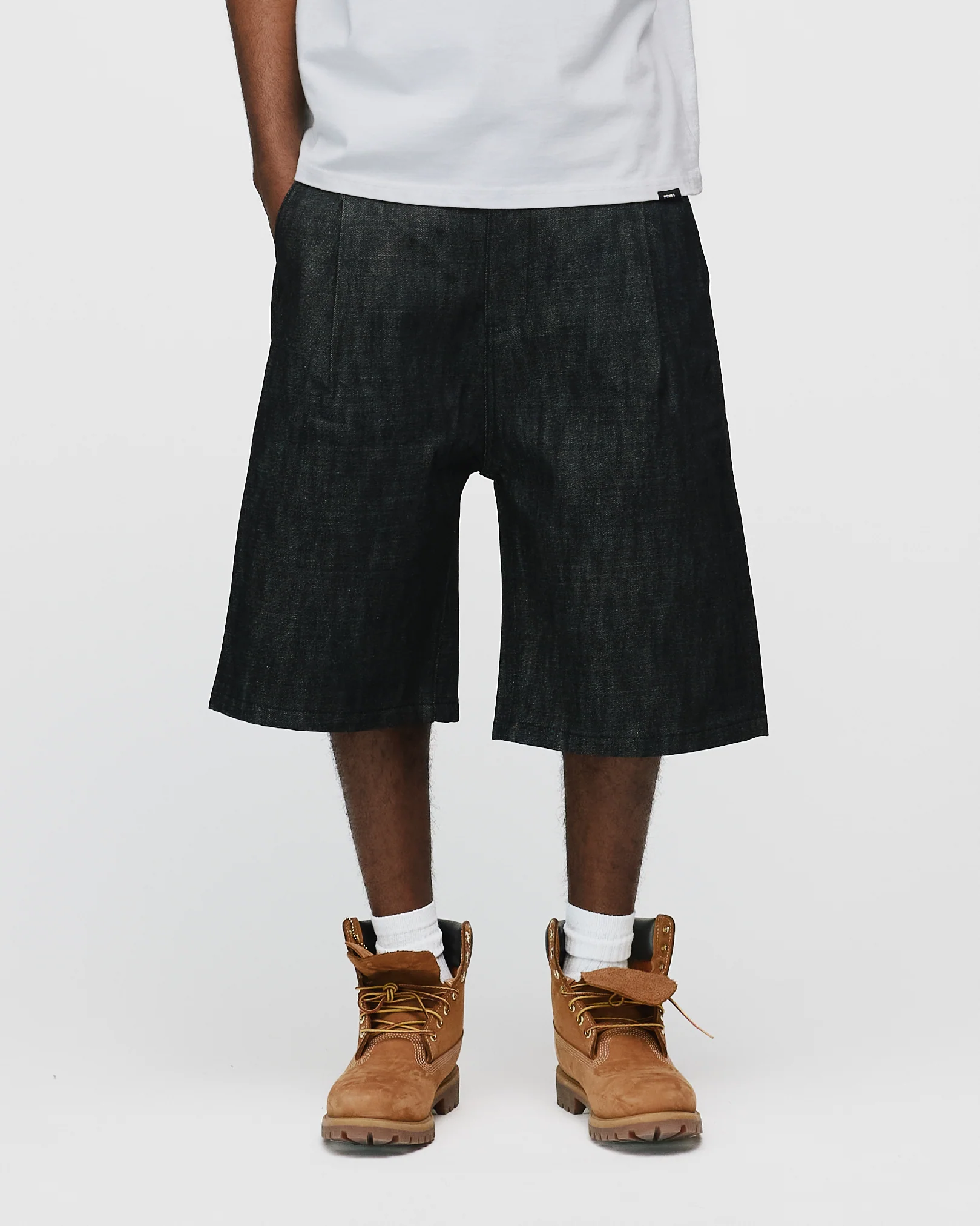 Raw Denim Shorts - Black - Image 3