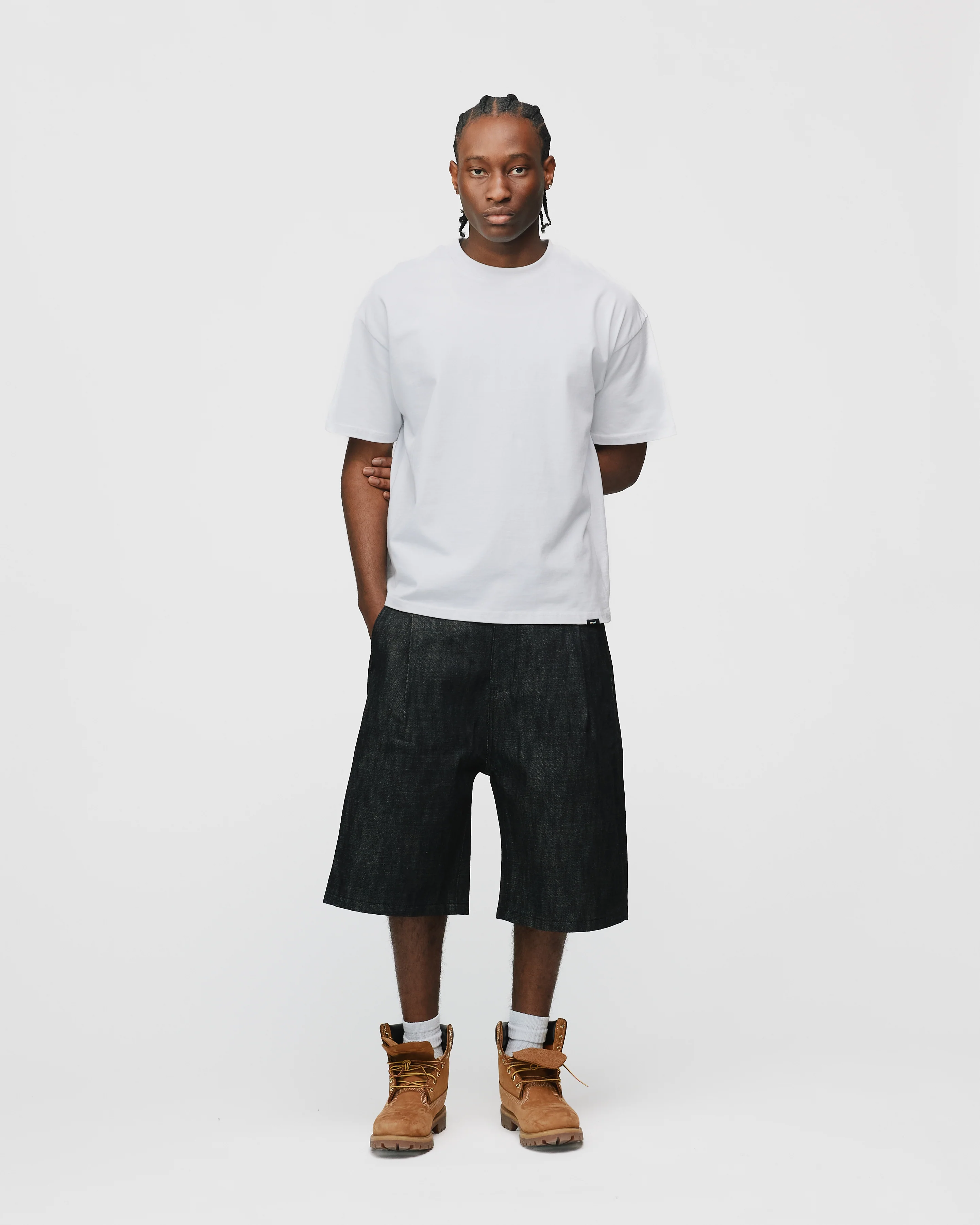 Raw Denim Shorts - Black - Image 4