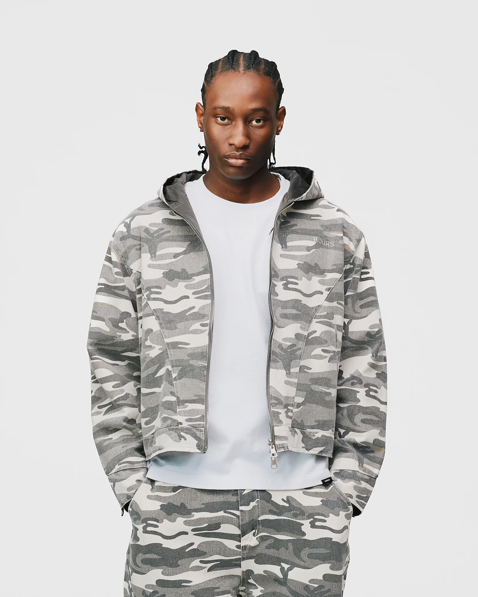 Reversible Hooded Jacket - White Camo - Image 3