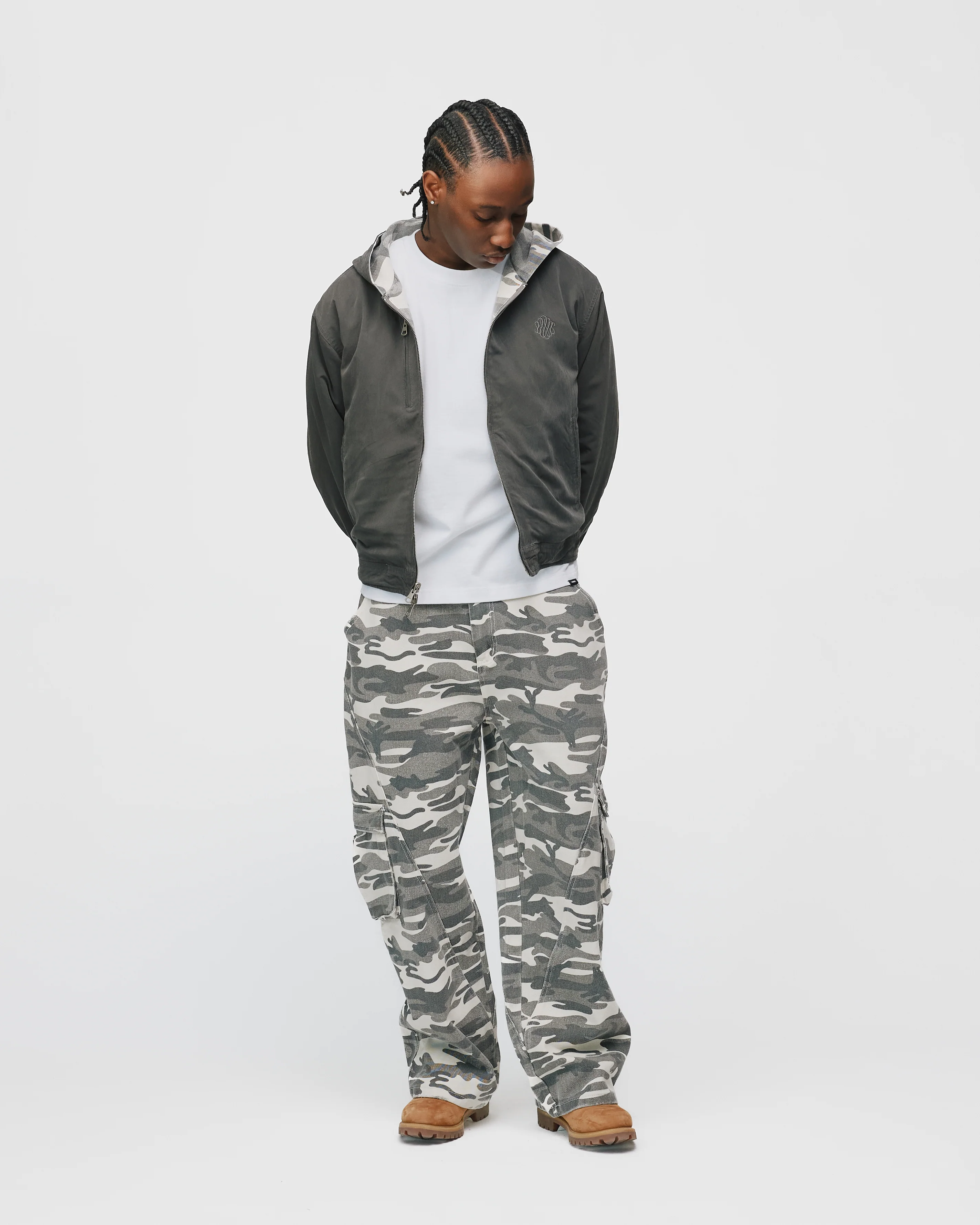 Reversible Hooded Jacket - White Camo - Image 4