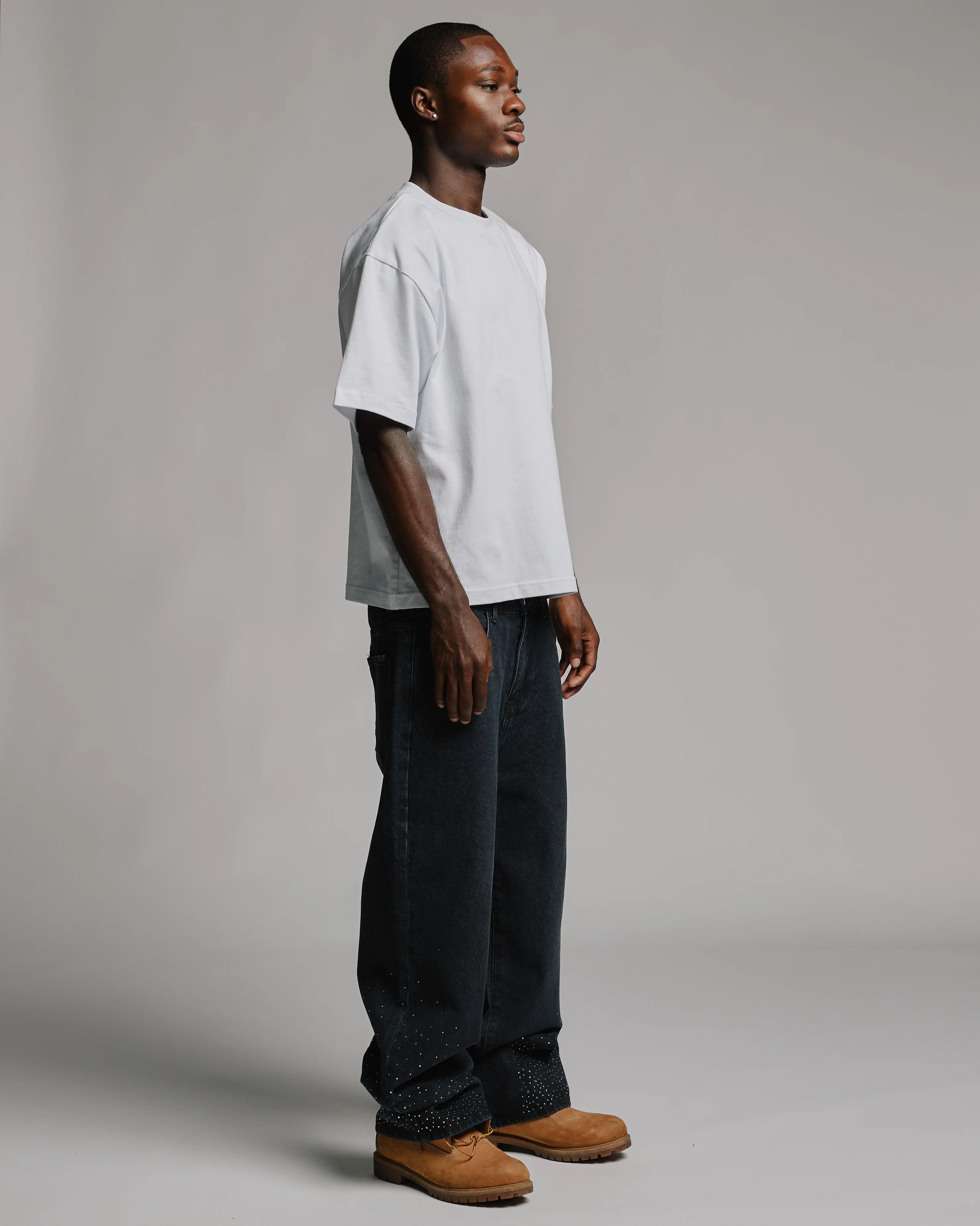 Rhinestone Baggy Denim - Washed Black - Image 3