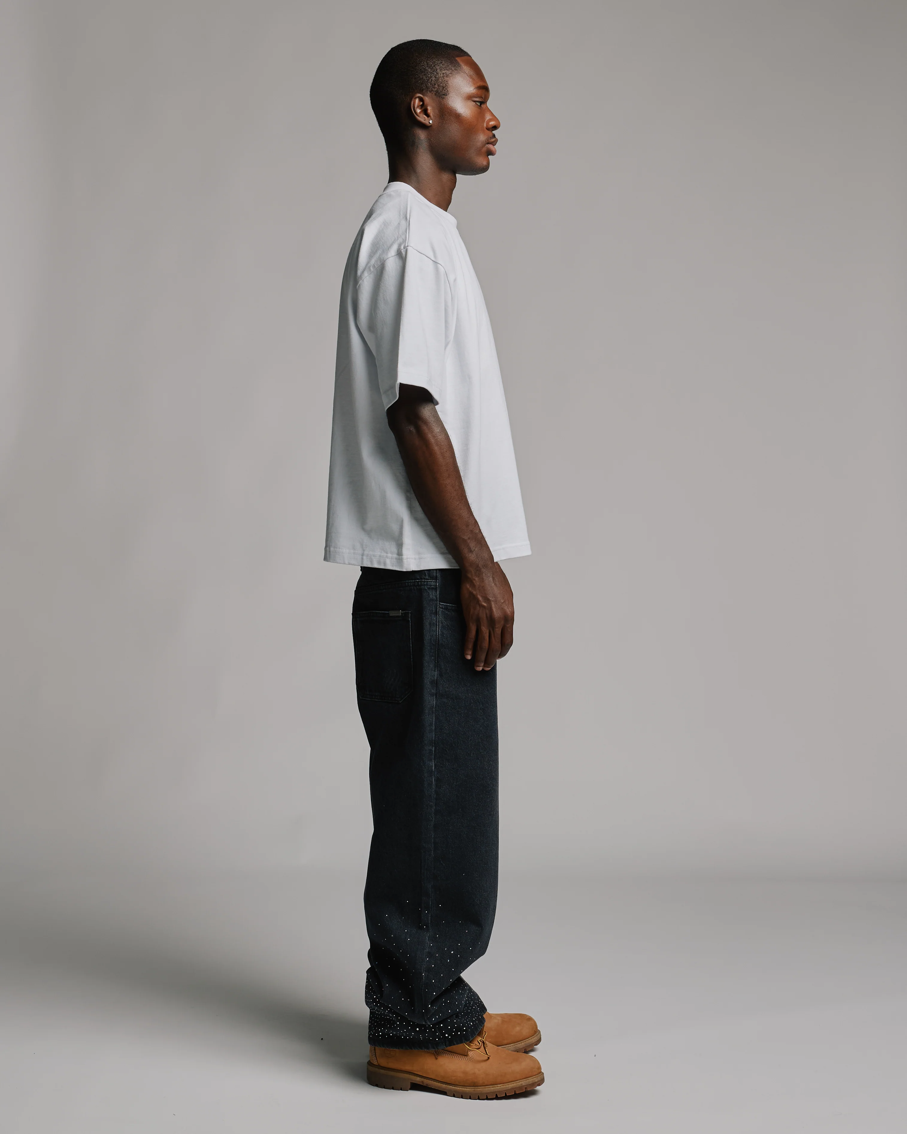 Rhinestone Baggy Denim - Washed Black - Image 4