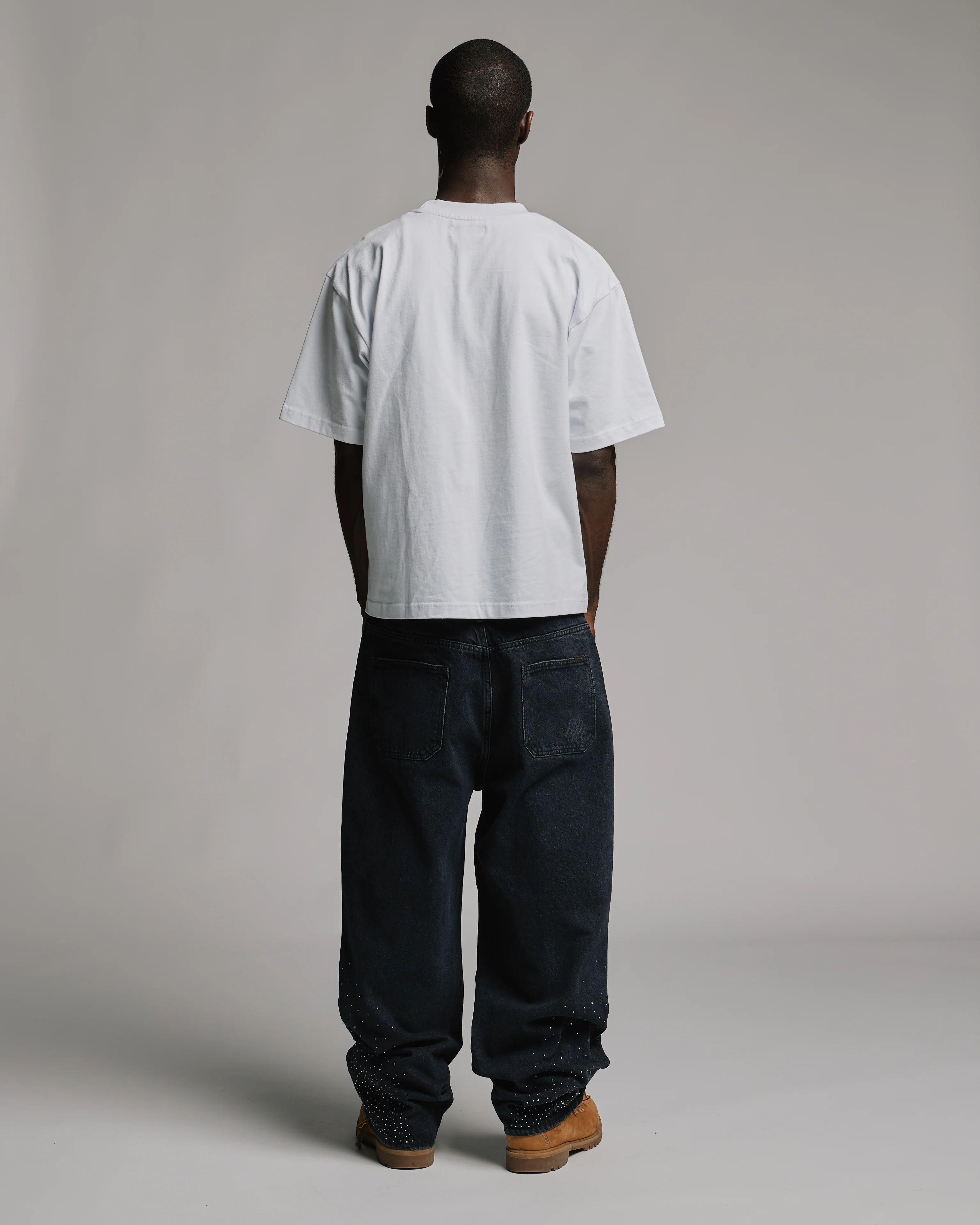 Rhinestone Baggy Denim - Washed Black - Image 5