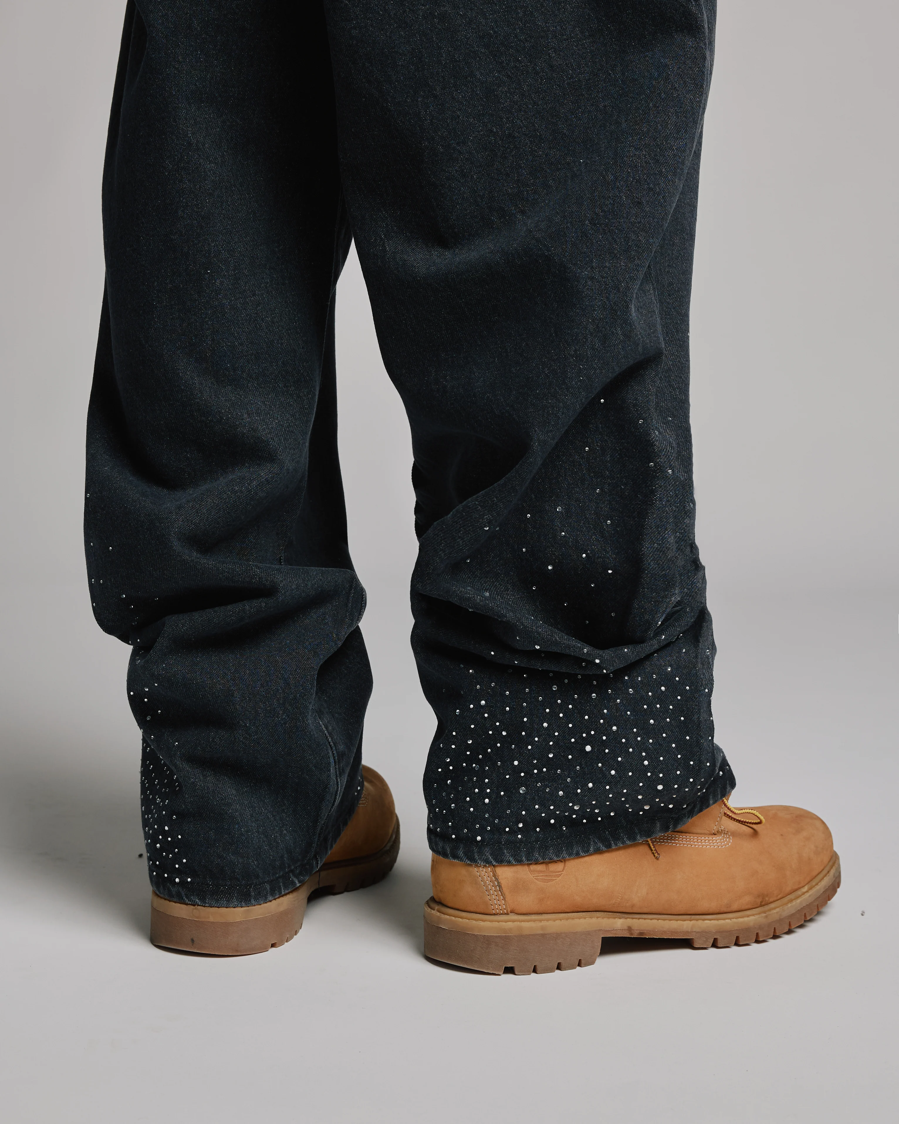 Rhinestone Baggy Denim - Washed Black - Image 7
