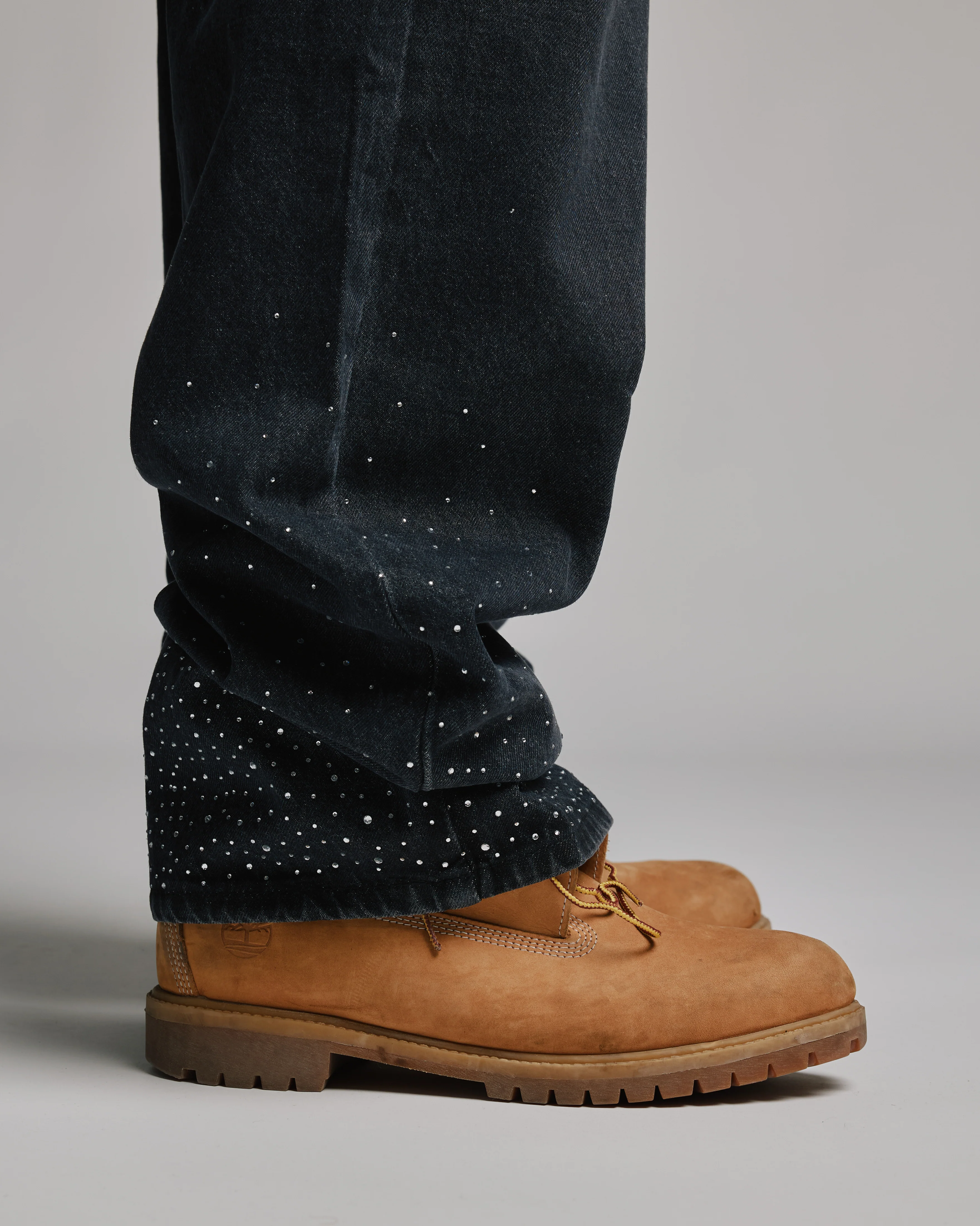 Rhinestone Baggy Denim - Washed Black - Image 8