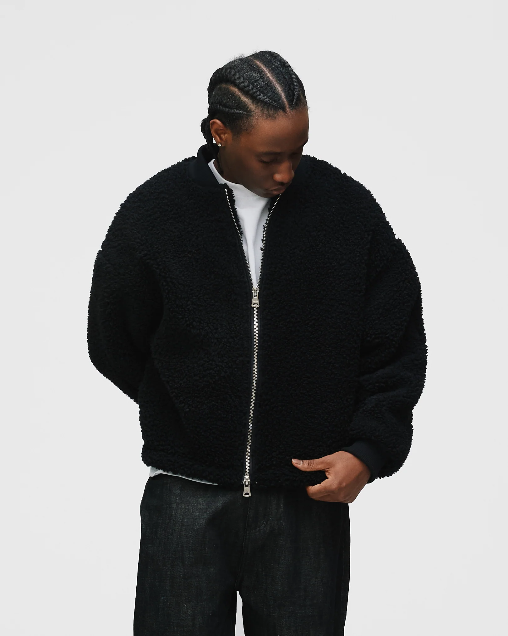 Sherpa Full Zip - Black - Image 3