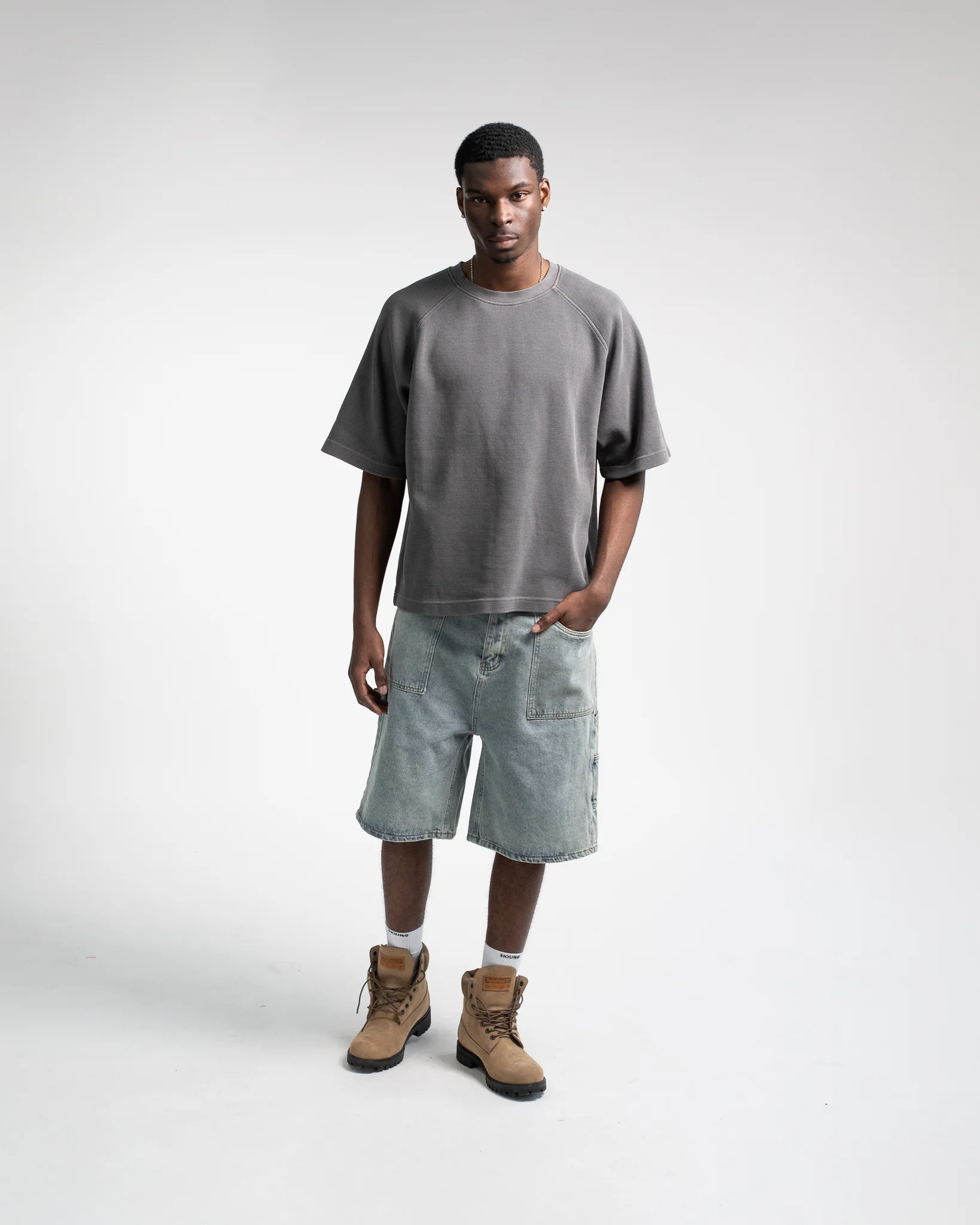 Thermal Boxy T-Shirt - Vintage Grey - Image 2