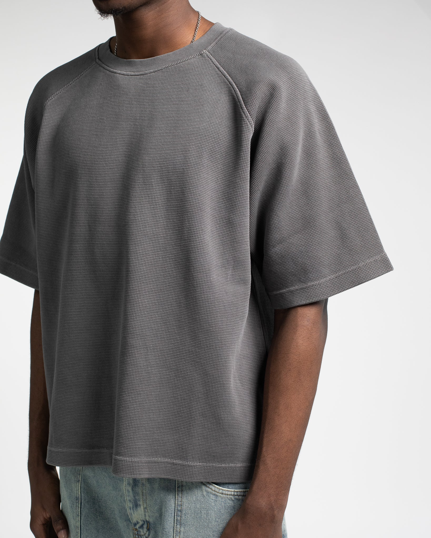 Thermal Boxy T-Shirt - Vintage Grey - Image 3