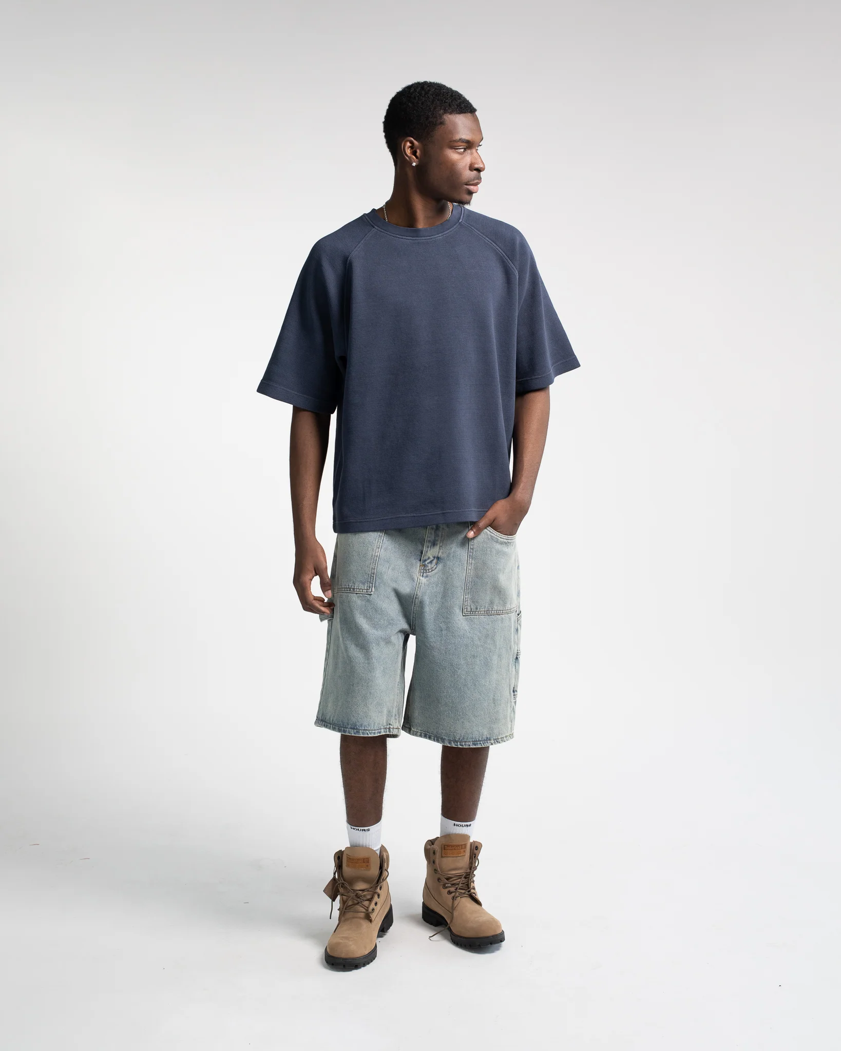 Thermal Boxy T-Shirt - Vintage Navy - Image 2