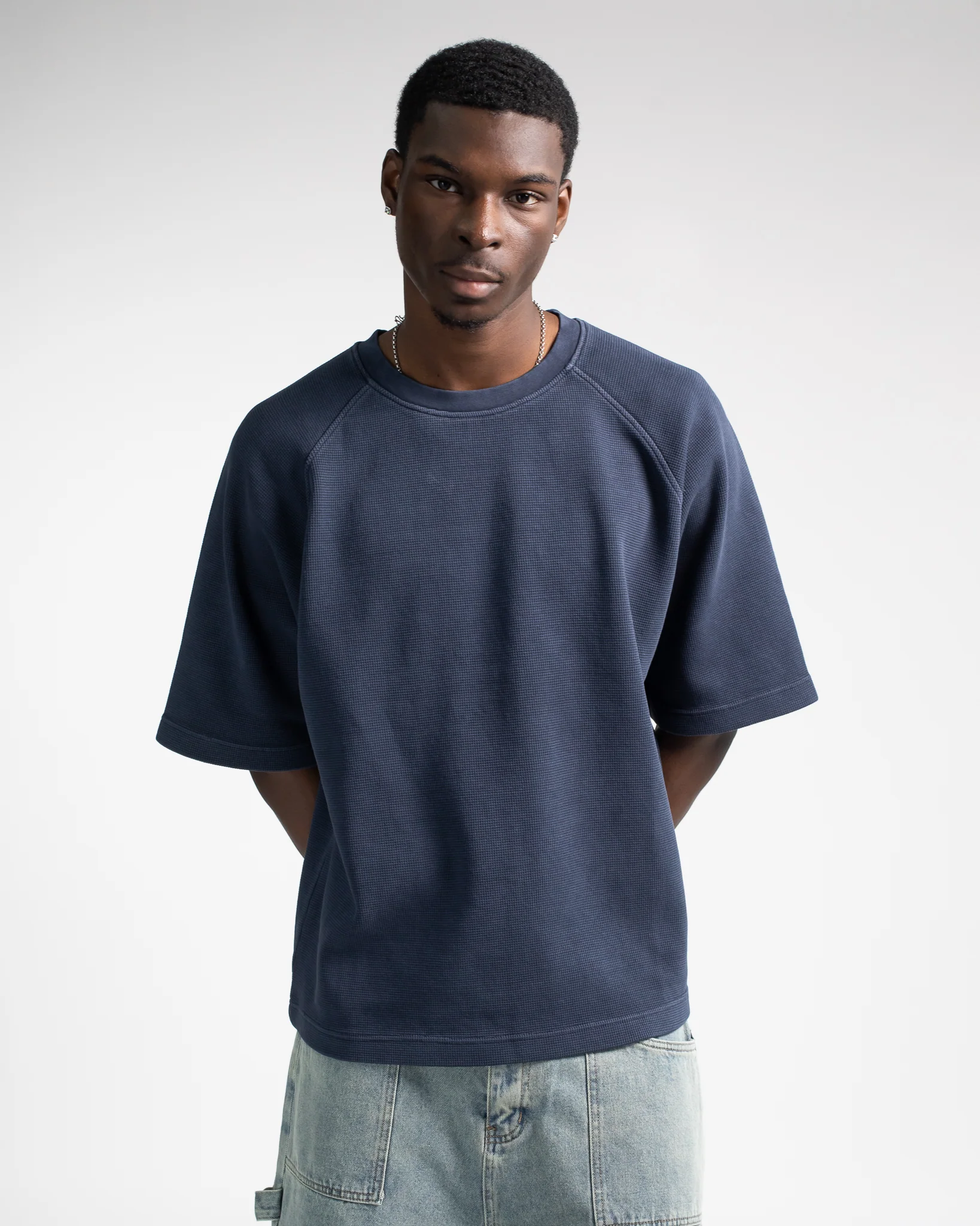 Thermal Boxy T-Shirt - Vintage Navy - Image 4