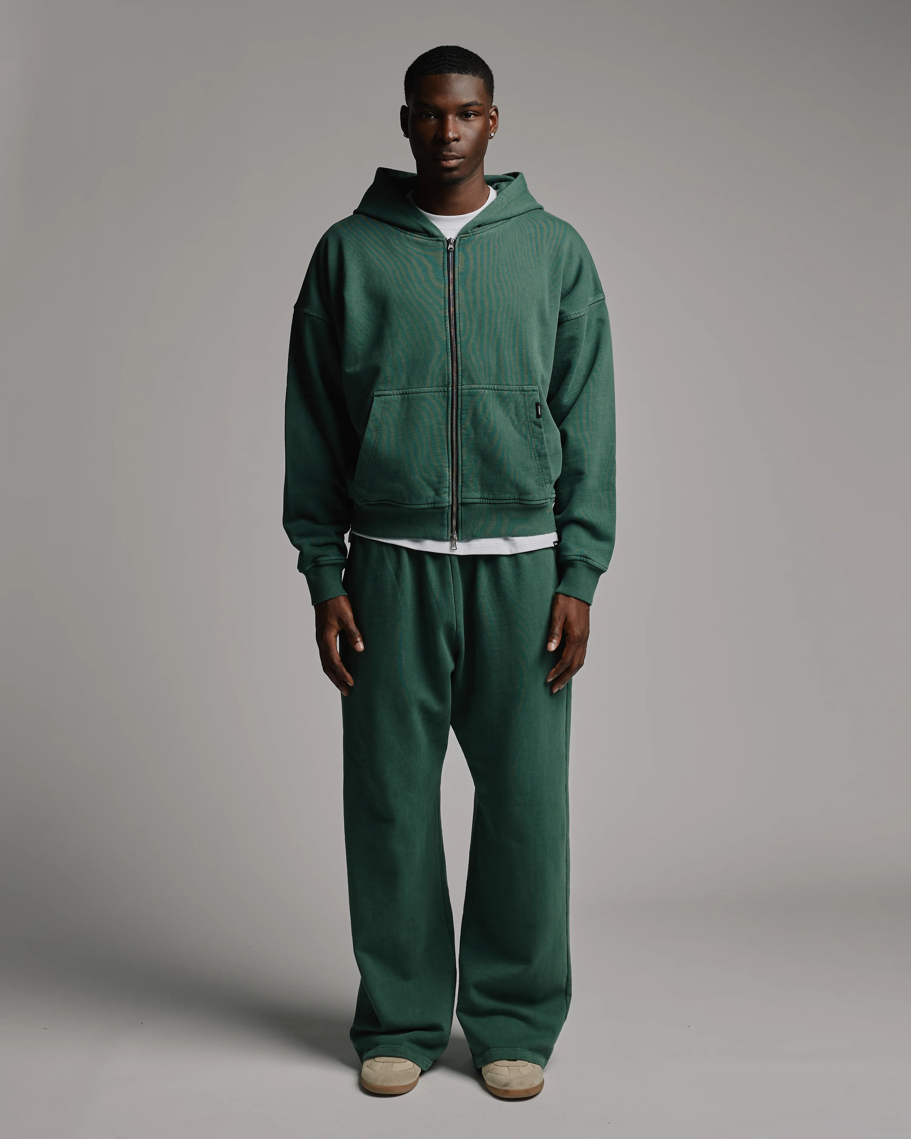 Thermal Lined Zip Hoodie - Vintage Green - Image 2