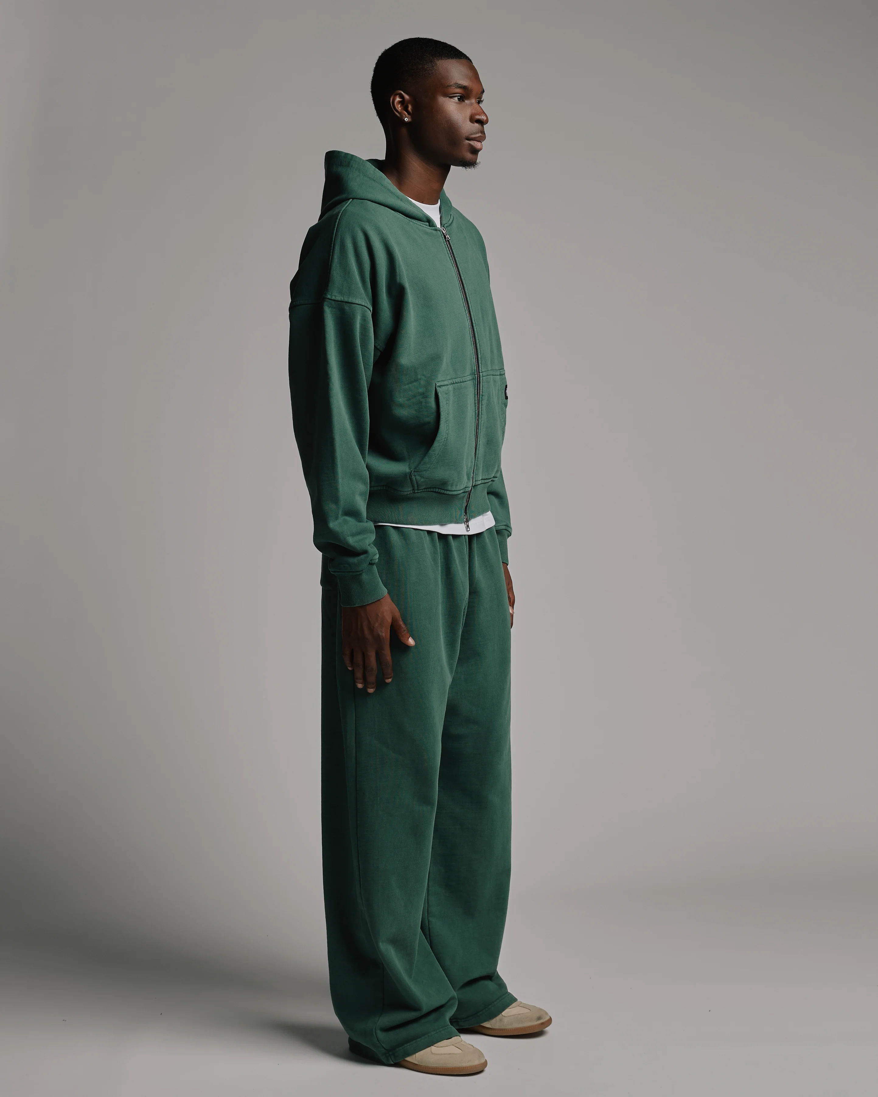 Thermal Lined Zip Hoodie - Vintage Green - Image 3