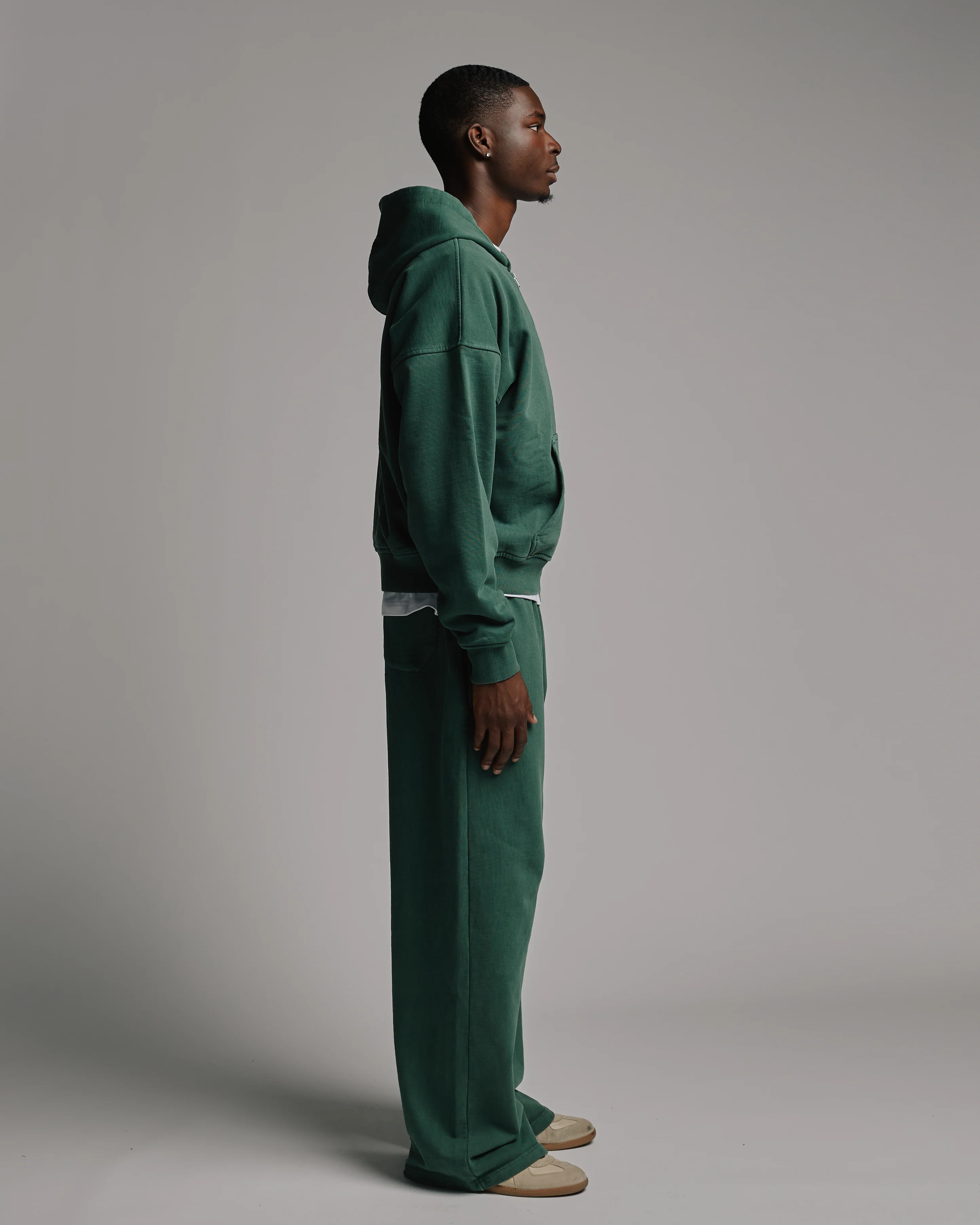 Thermal Lined Zip Hoodie - Vintage Green - Image 4