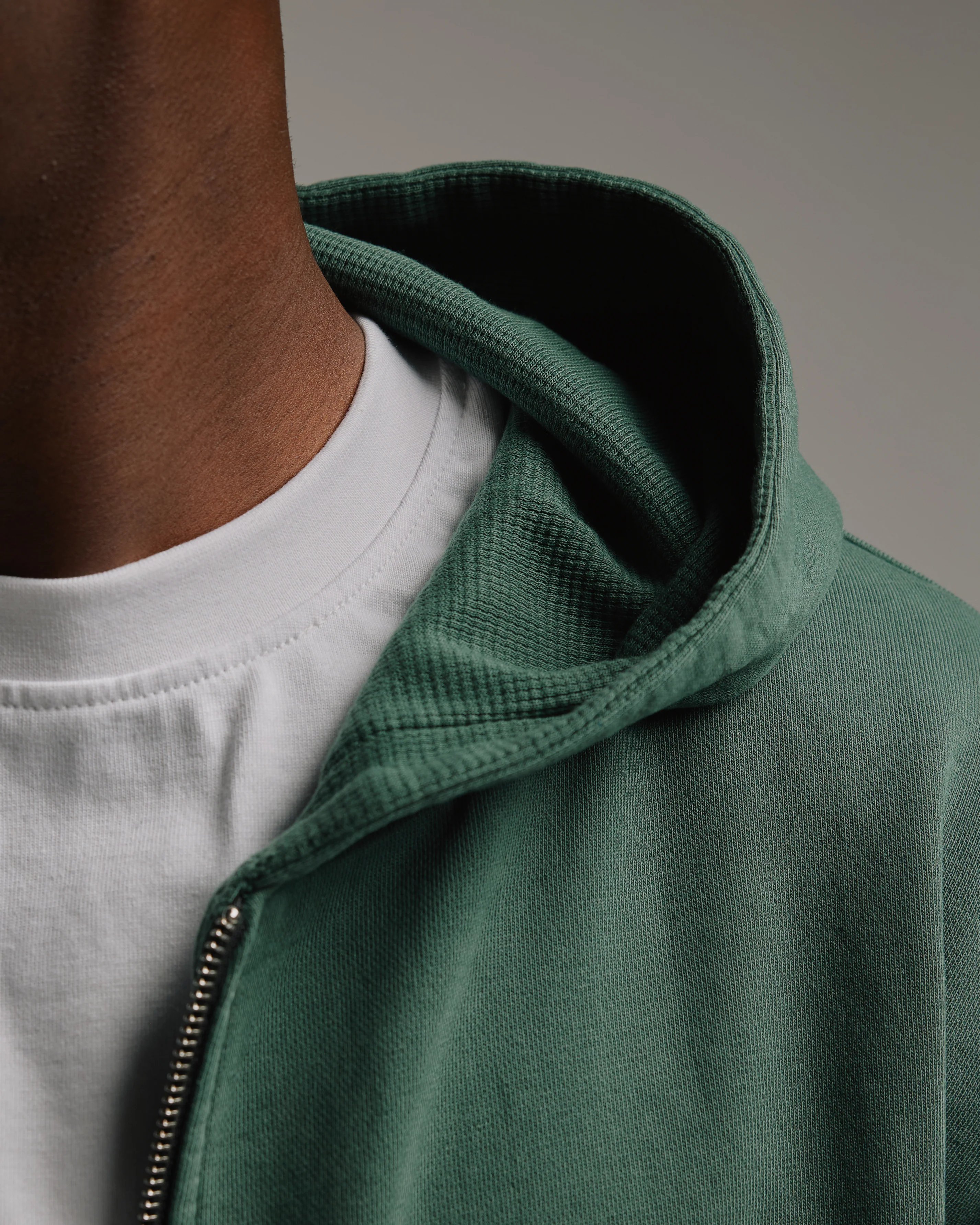 Thermal Lined Zip Hoodie - Vintage Green - Image 8