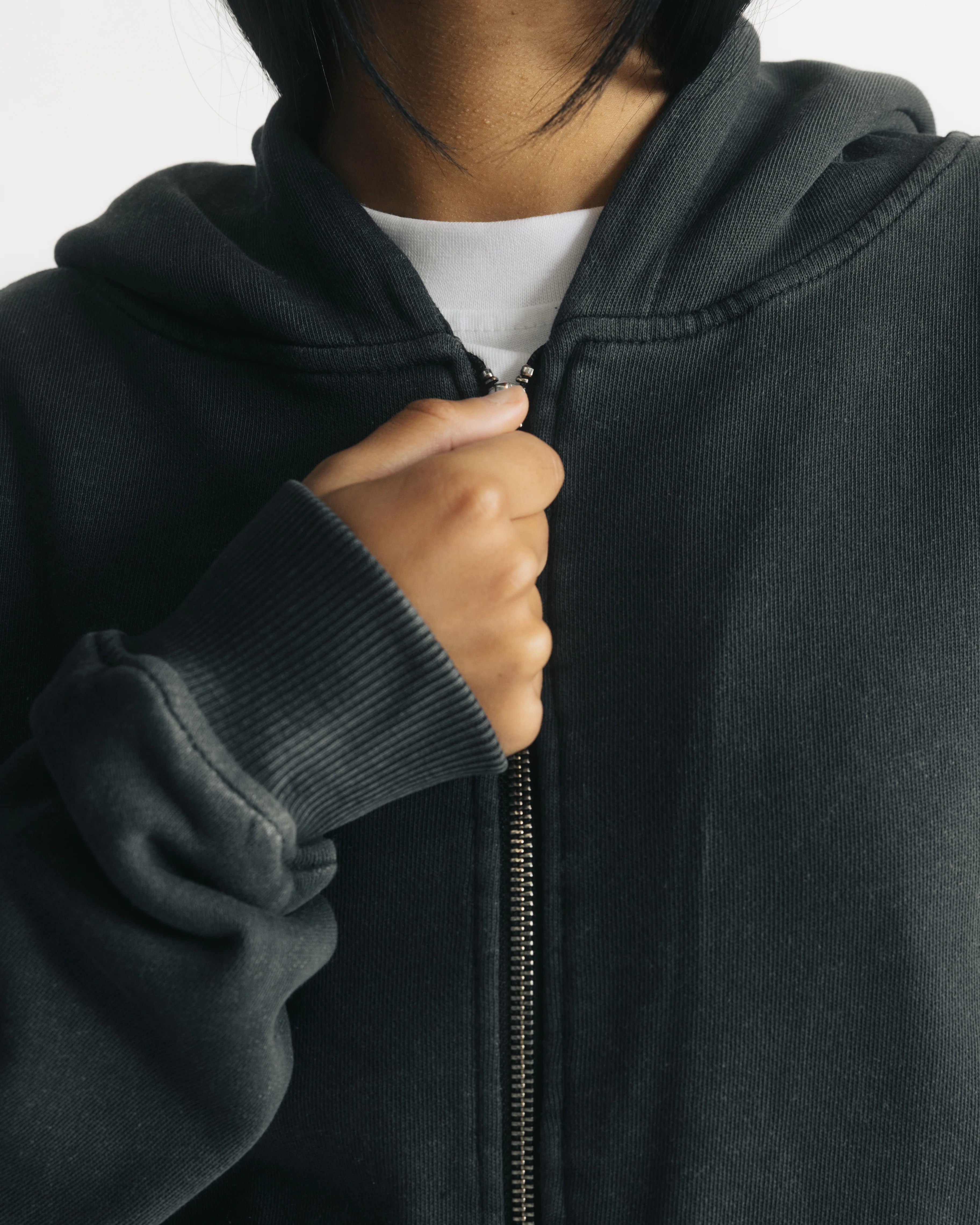 Thermal Lined Zip Hoodie - Vintage Black - Image 3