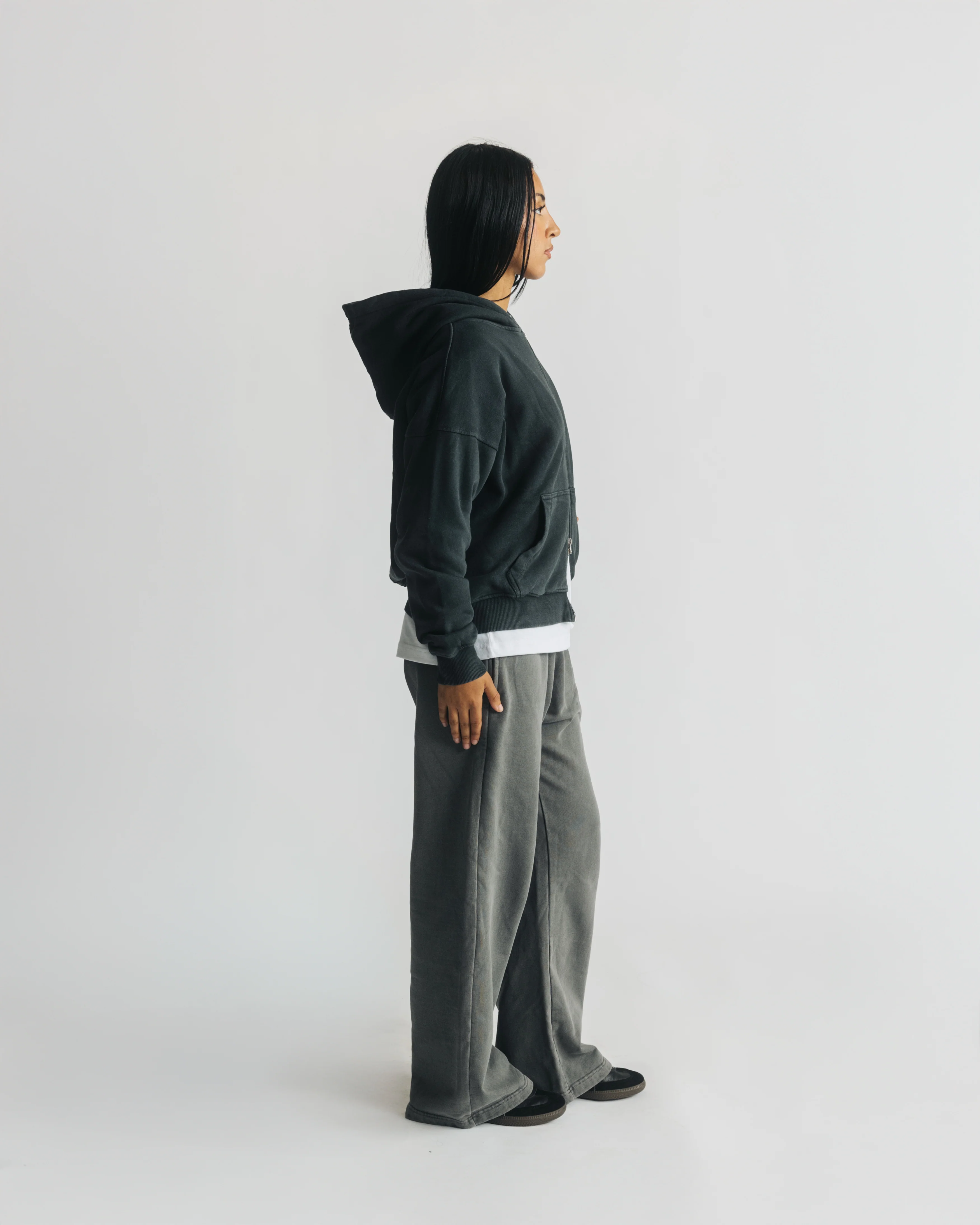 Thermal Lined Zip Hoodie - Vintage Black - Image 5
