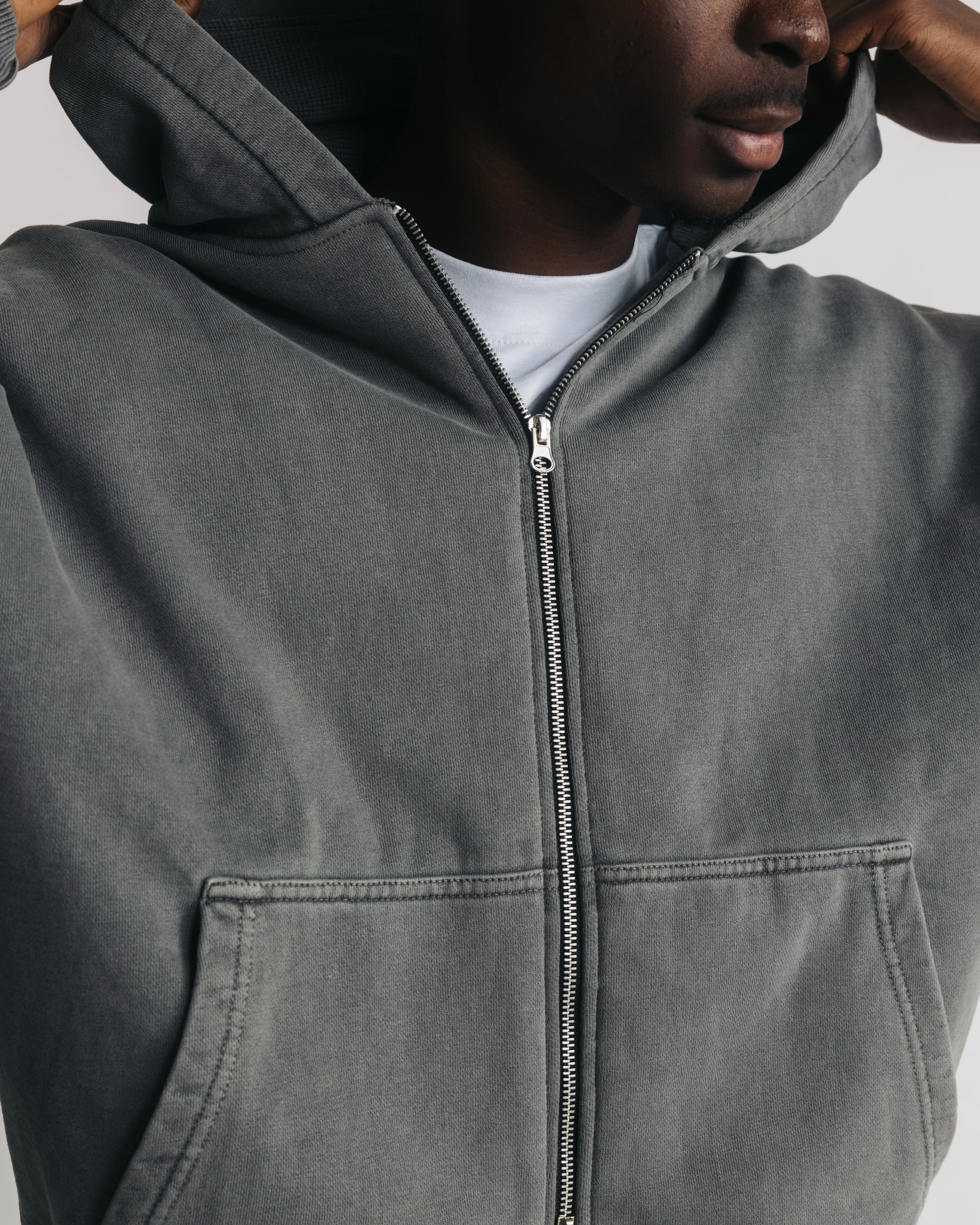 Thermal Lined Zip Hoodie - Vintage Grey - Image 3