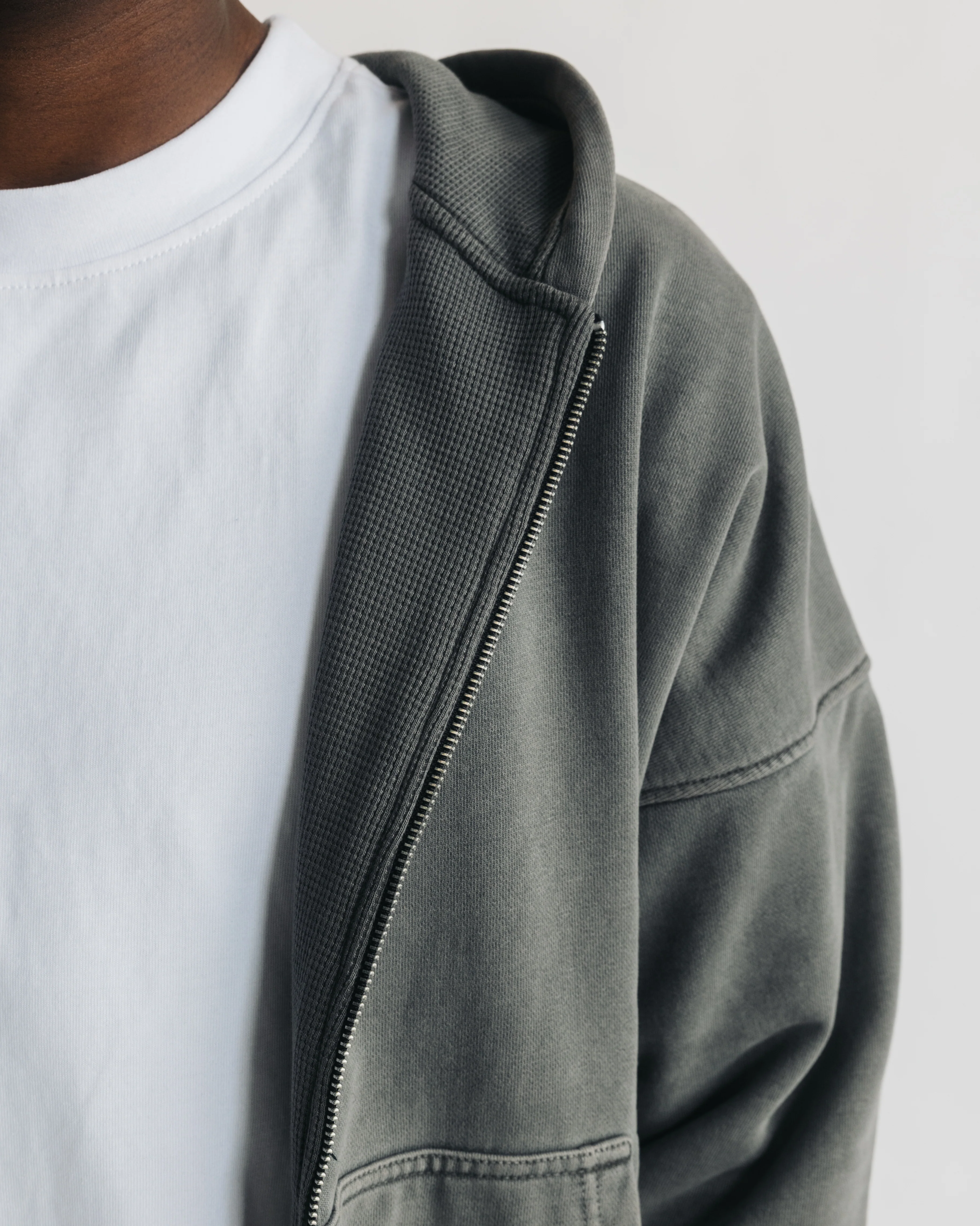 Thermal Lined Zip Hoodie - Vintage Grey - Image 5