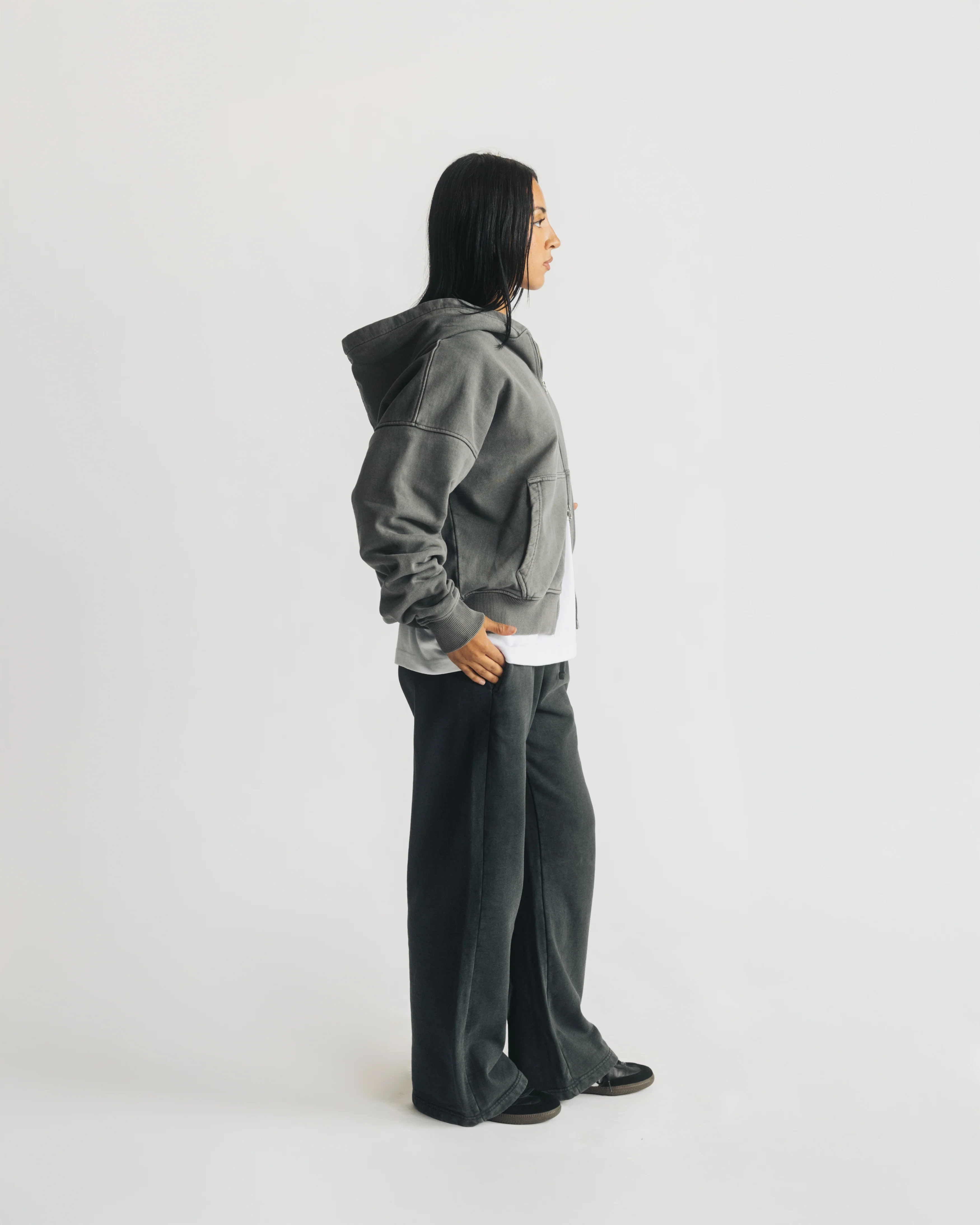 Thermal Lined Zip Hoodie - Vintage Grey - Image 6