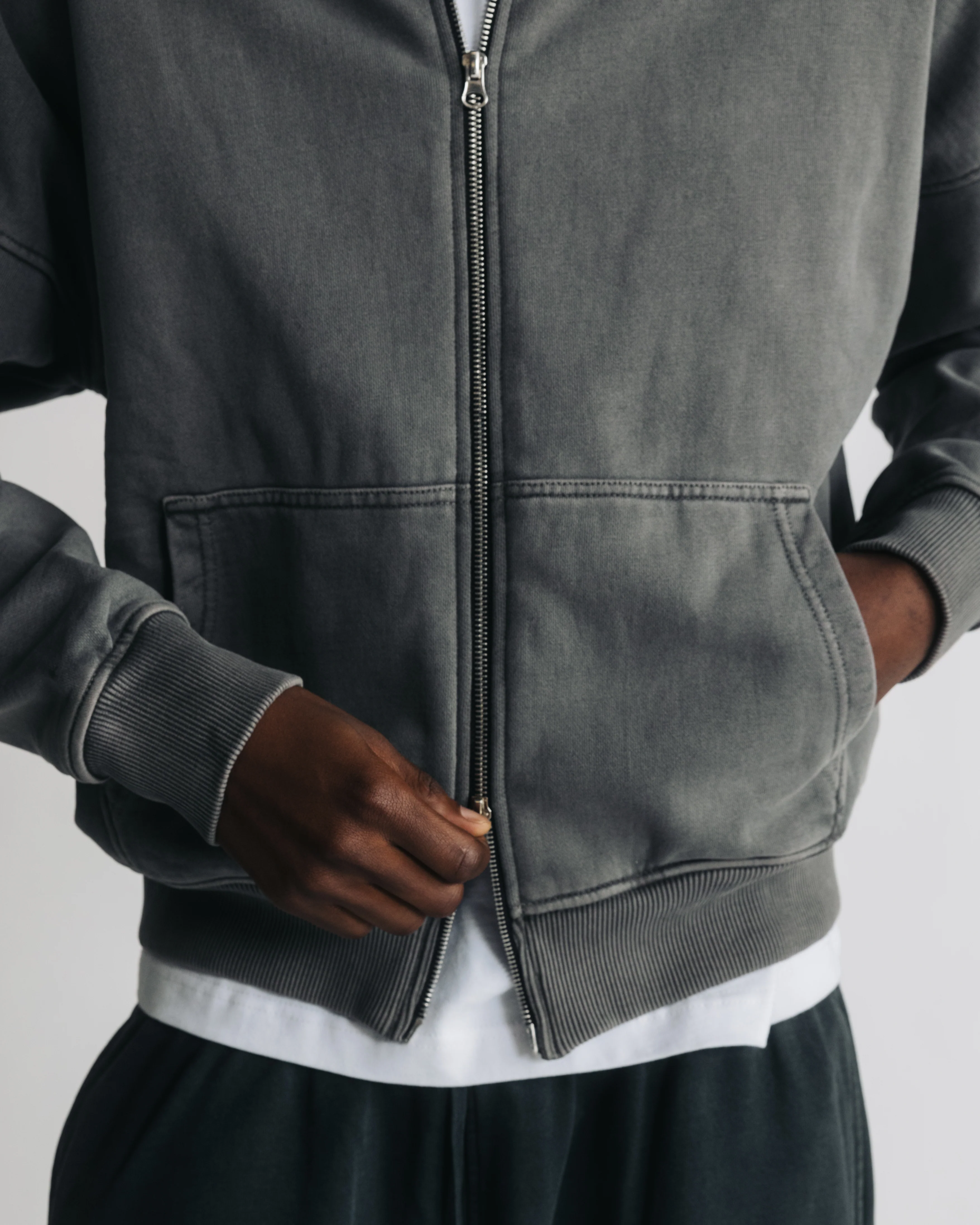 Thermal Lined Zip Hoodie - Vintage Grey - Image 9