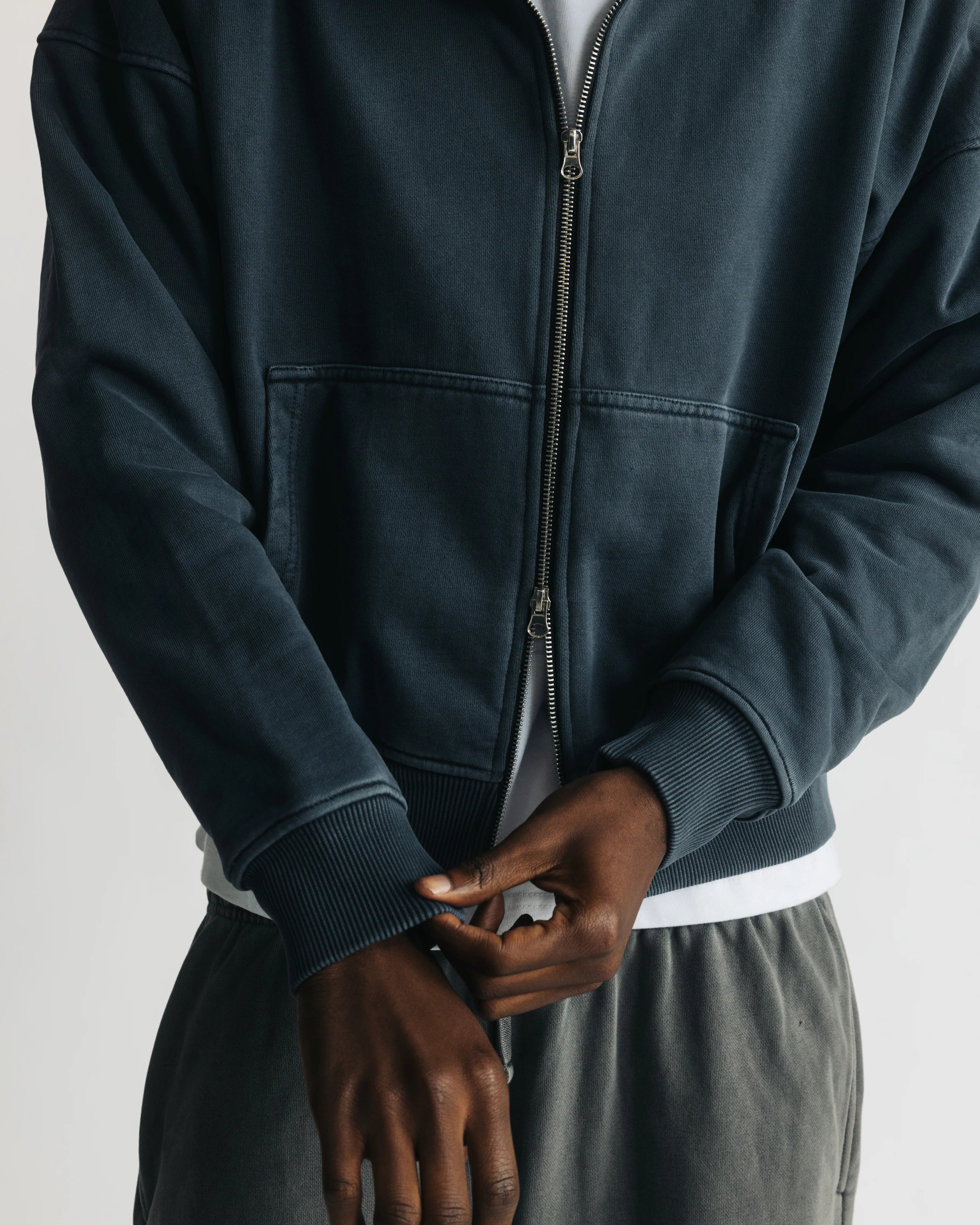 Thermal Lined Zip Hoodie - Vintage Navy - Image 6